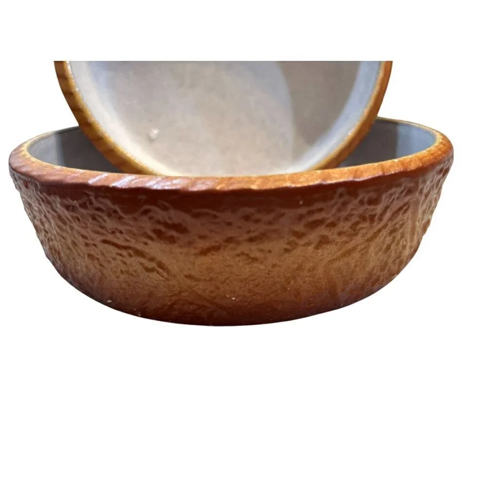 2 Durofeu Round Oven Dish France Textured Faience Round Casserole Serving Baking
